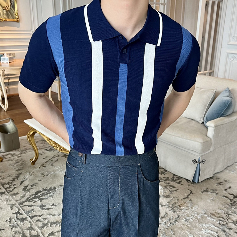 Áo Polo Dệt Kim Tay Lửng Dáng Ôm Dễ Phối Đồ - Thời Trang Mùa Hè Nam Kiểu Mới Size M-3xl