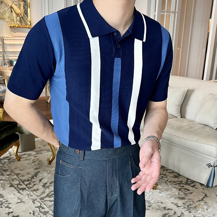 Áo Polo Dệt Kim Tay Lửng Dáng Ôm Dễ Phối Đồ - Thời Trang Mùa Hè Nam Kiểu Mới Size M-3xl