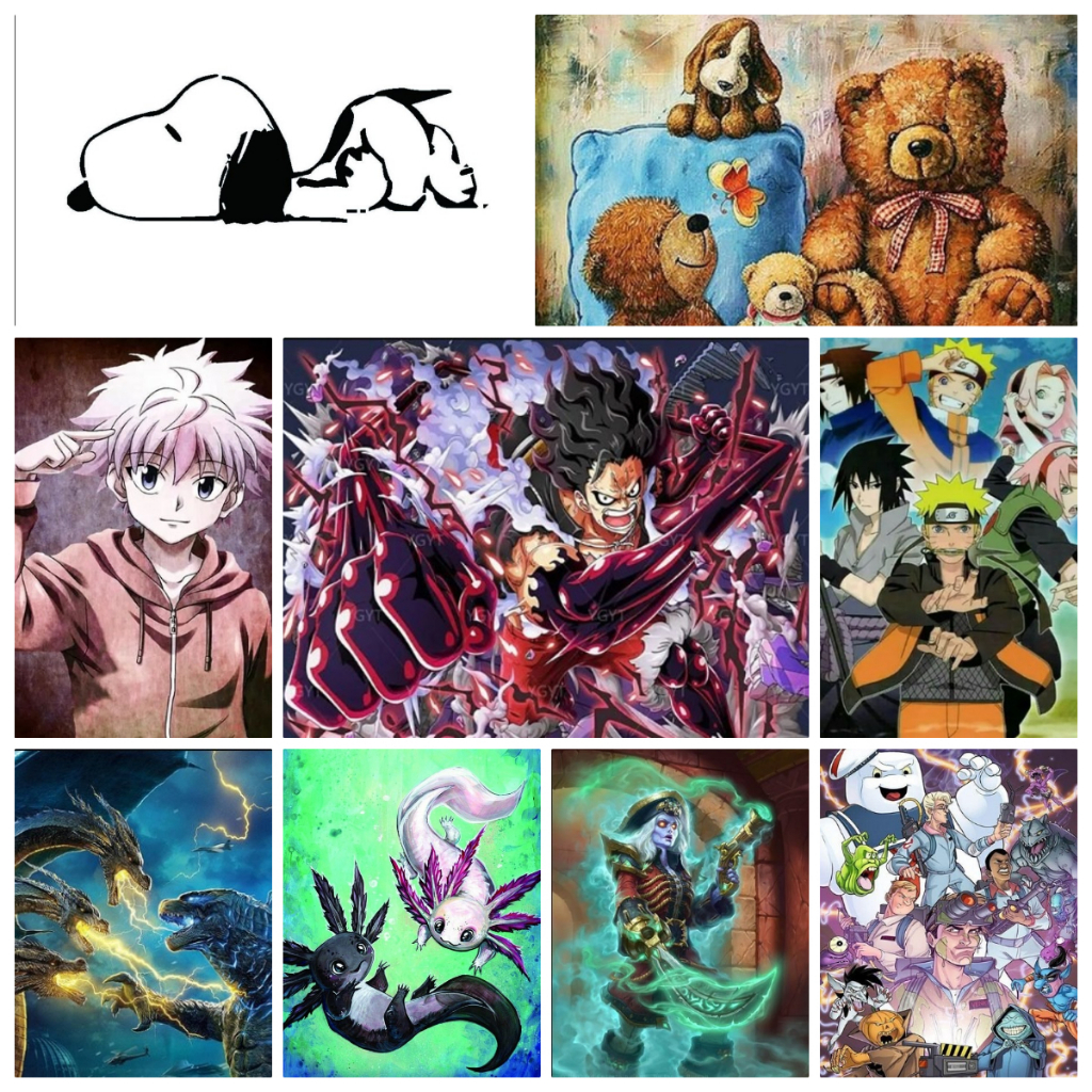 5D Tranh Gắn Đá Bộ Tranh Nhân Vật Hoạt Hình One Piece Monkey D Luffy/Naruto/Hunter x Hunter Tranh Giảm Căng Thẳng 30*40CM DZDP22815