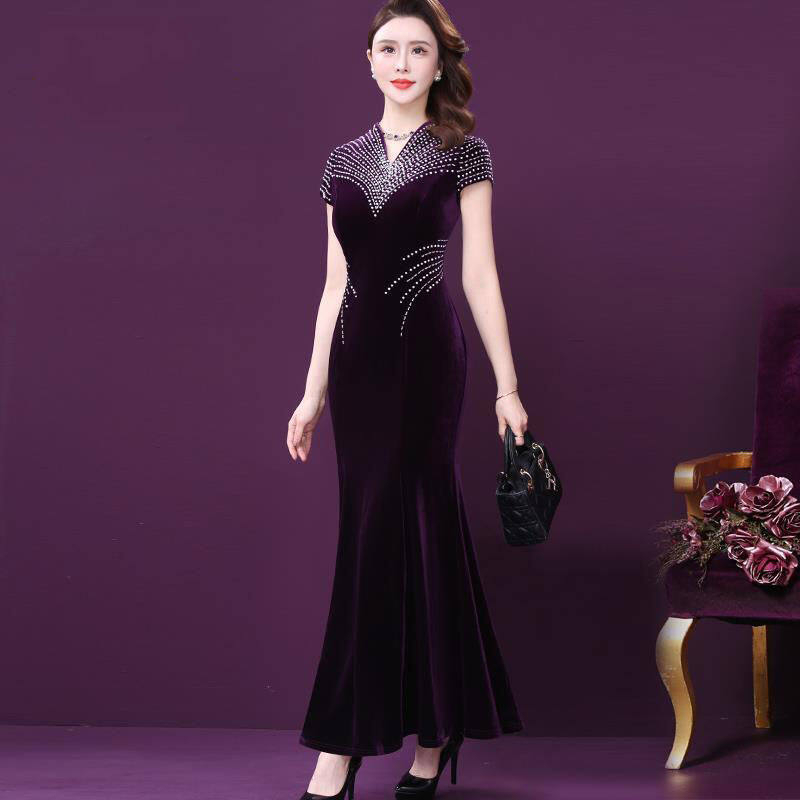 Đầm Dạ Hội Đính Hạt Thủ Công Phong Cách Phương Tây Mẫu Mới 2023 Cho Nữ