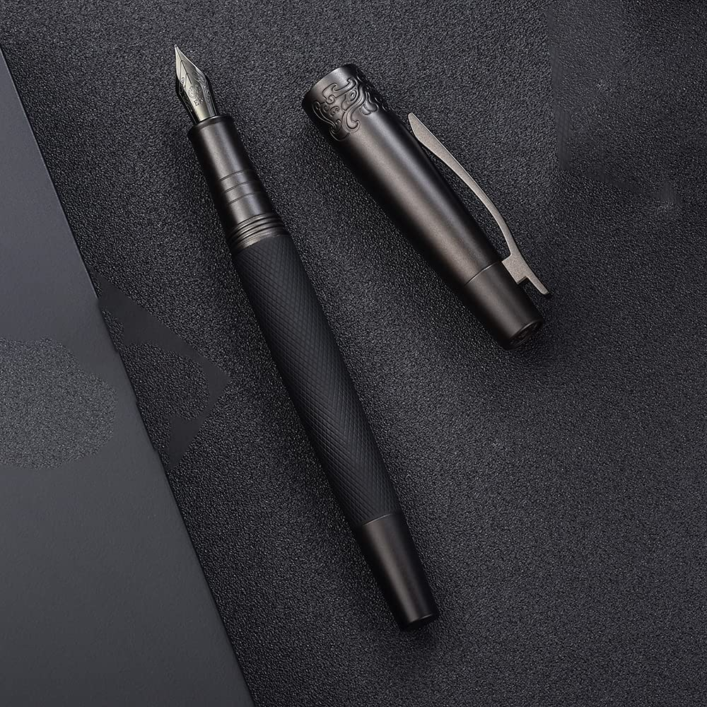 Bút Máy Hongdian 6013 Màu Đen Mờ Bằng Titan Kèm Hộp Kim Loại Đẹp Mắt