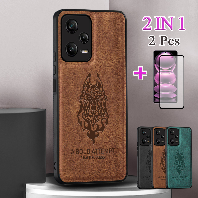 Ốp Điện Thoại Da Mặt Nhám Bảo Vệ Toàn Diện 2 Trong 1 Cho Redmi Note 12 Pro