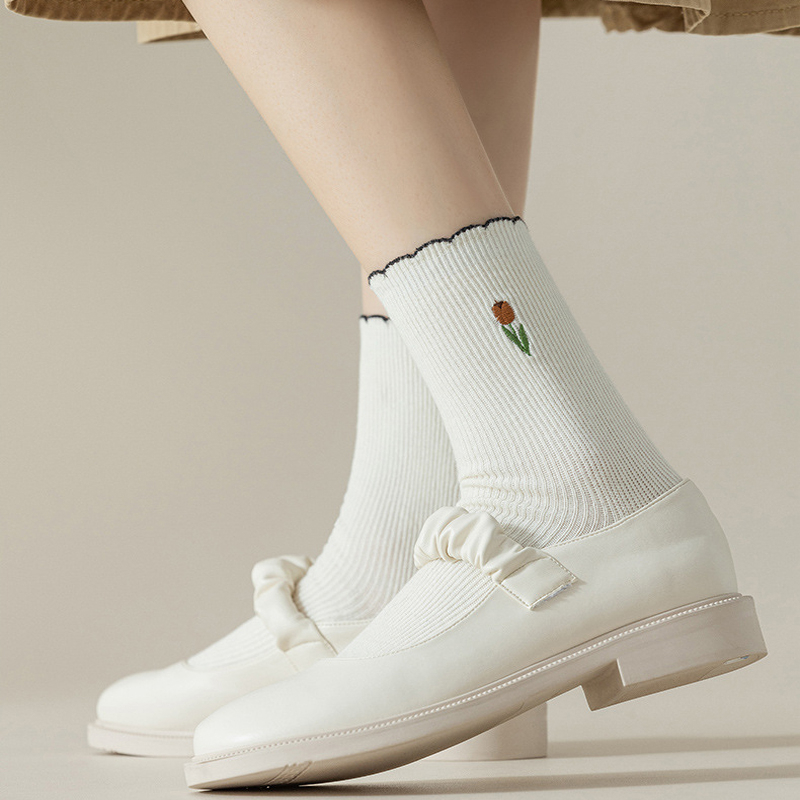 FHYL Vớ Cotton Mềm Mại Thoáng Khí In Họa Tiết Hoa Cổ Điển Dành Cho Nữ