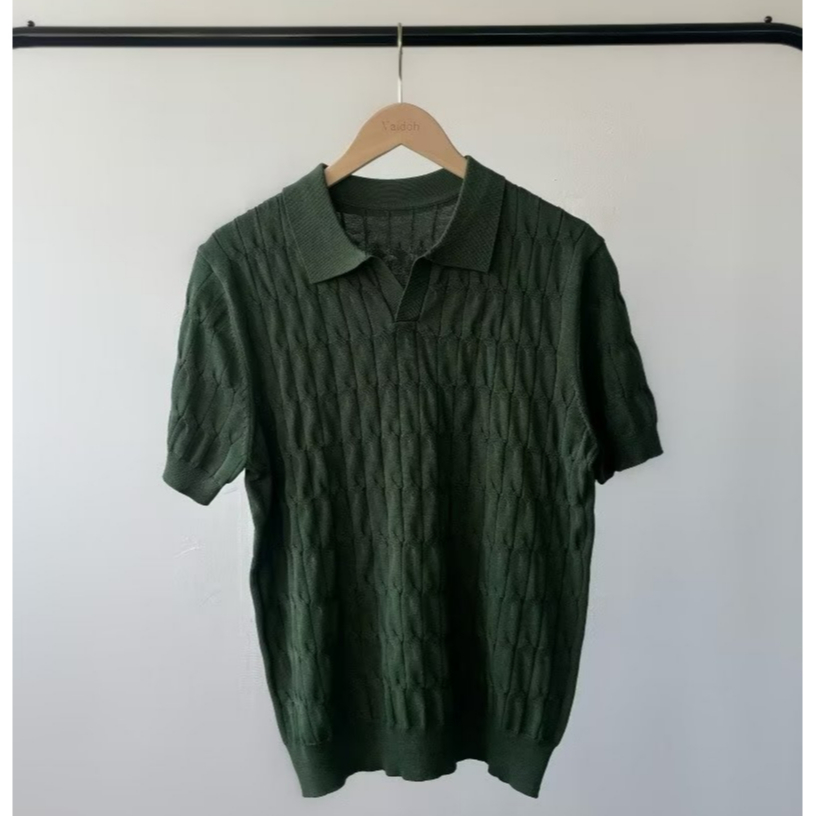 Áo Thun polo Tay Lửng Dáng Ôm Màu Trơn Thời Trang Mùa Hè Cao Cấp Phong Cách Hàn Quốc Cho Nam