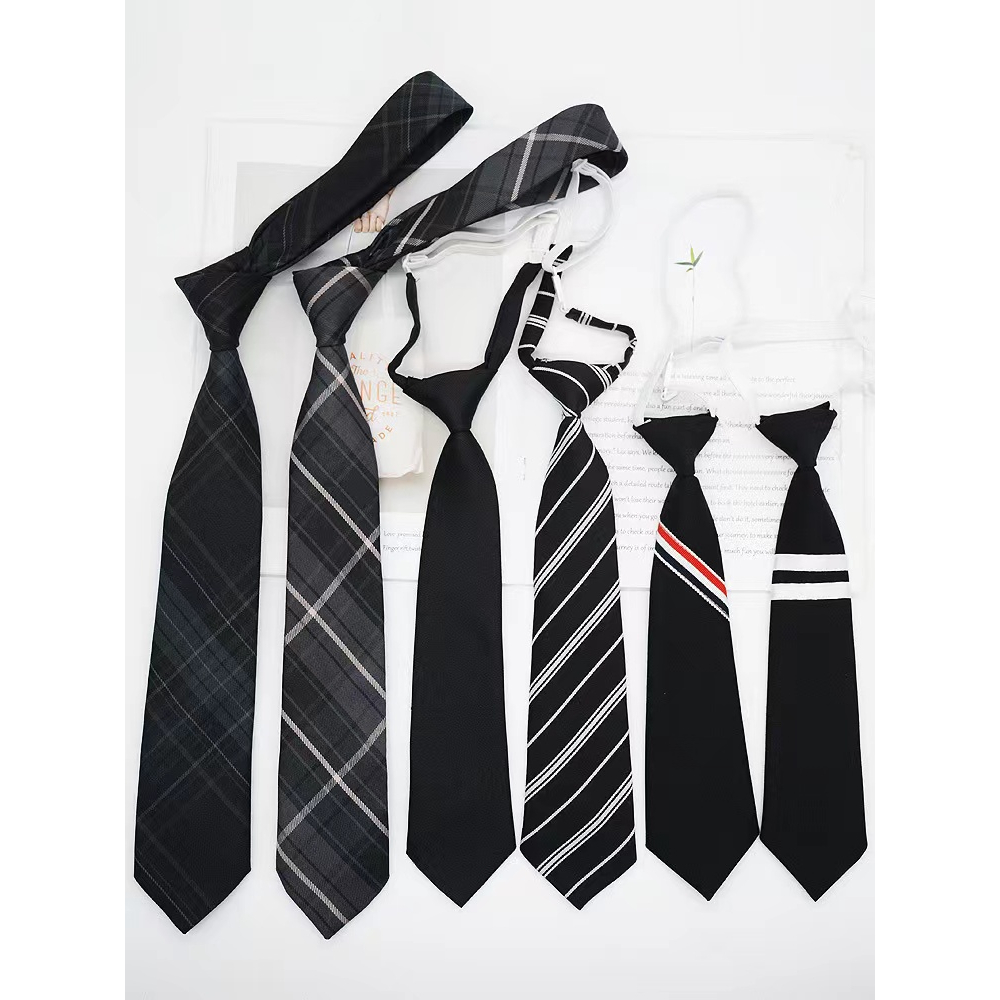 Cà Vạt Sọc Ca Rô Đen Xám Thời Trang Cho Nam Nữ