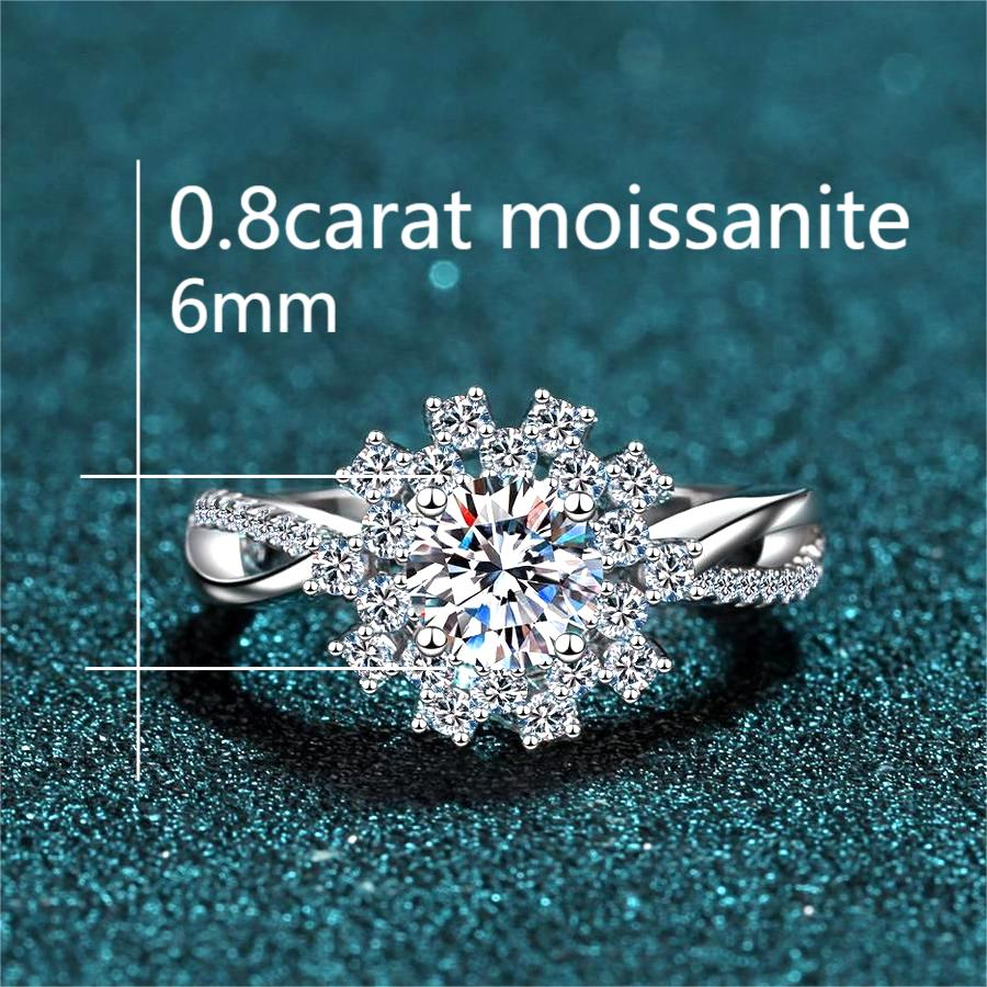 XDY-958 Nhẫn bạc nữ 925, Moissanite 0,8 carat (có giấy chứng nhận) / zircon 6 mm