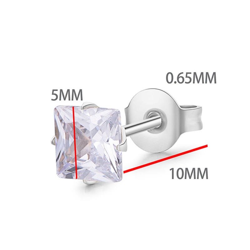 1 Cặp Bông Tai Thép Titan Bạc 925 Đính Đá Zircon 5MM