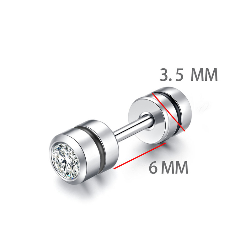 1 Cặp Bông Tai Thép Titan Bạc 925 Đính Đá Zircon Nhiều Màu Sắc 3.5MM Cho Nam Nữ