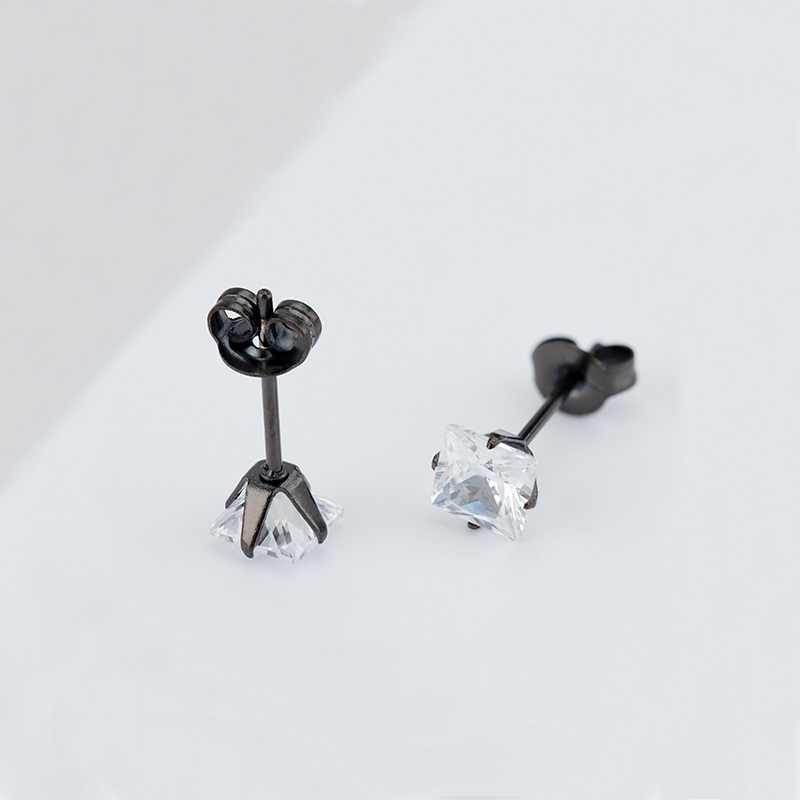 1 Cặp Bông Tai Thép Titan Bạc 925 Đính Đá Zircon 5MM