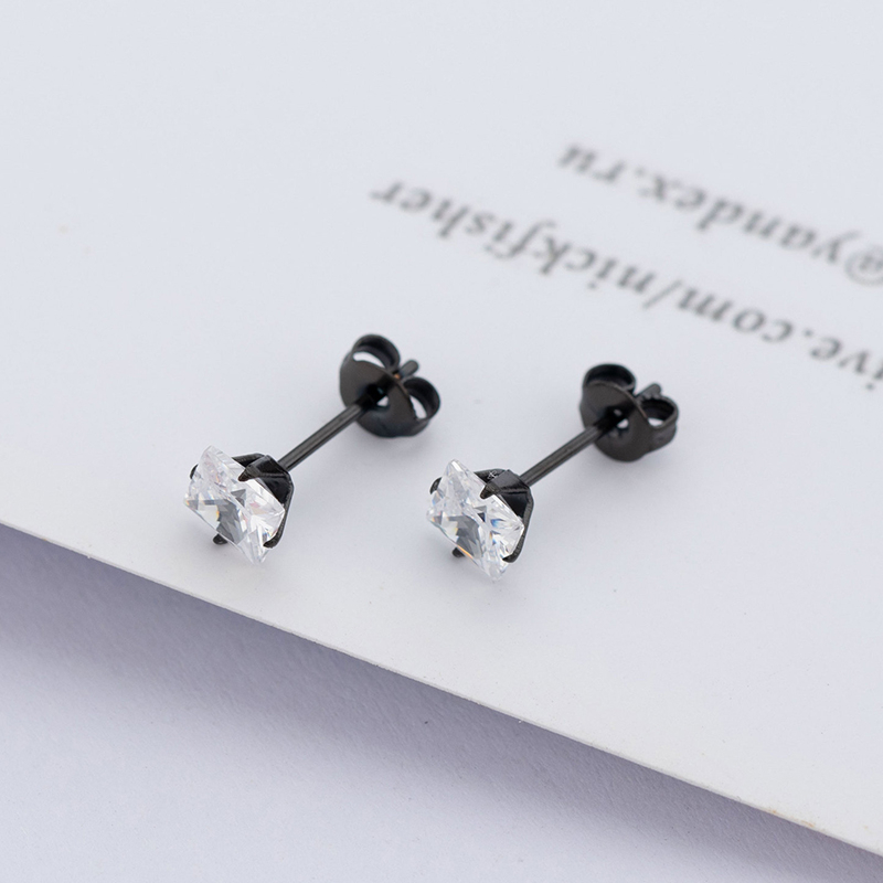 1 Cặp Bông Tai Thép Titan Bạc 925 Đính Đá Zircon 5MM