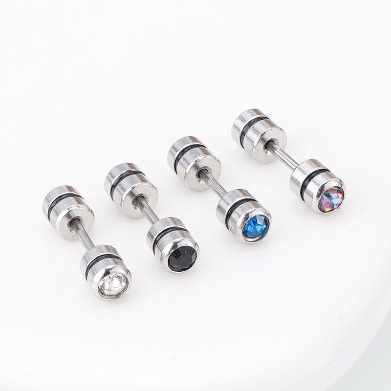 1 Cặp Bông Tai Thép Titan Bạc 925 Đính Đá Zircon Nhiều Màu Sắc 3.5MM Cho Nam Nữ