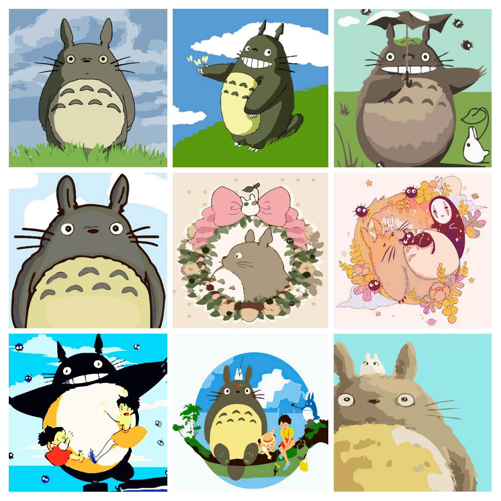 Tranh Sơn Dầu 20*20cm Tự Làm Hình Thỏ Totoro