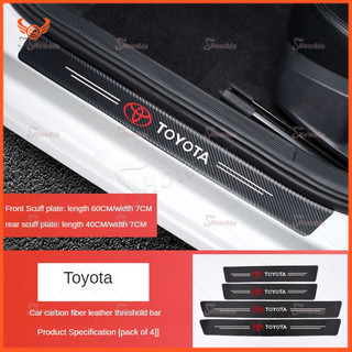 Bộ 4 Miếng Dán Bậc Cửa Xe Hơi Bằng Da Sợi Carbon Chống Trầy Cho Toyota