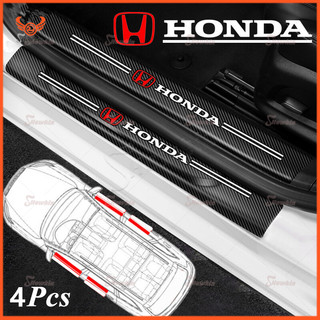 Set 4 Miếng Dán Bậc Cửa Xe Hơi Bằng Sợi Carbon Chống Trầy Xước Cho Honda