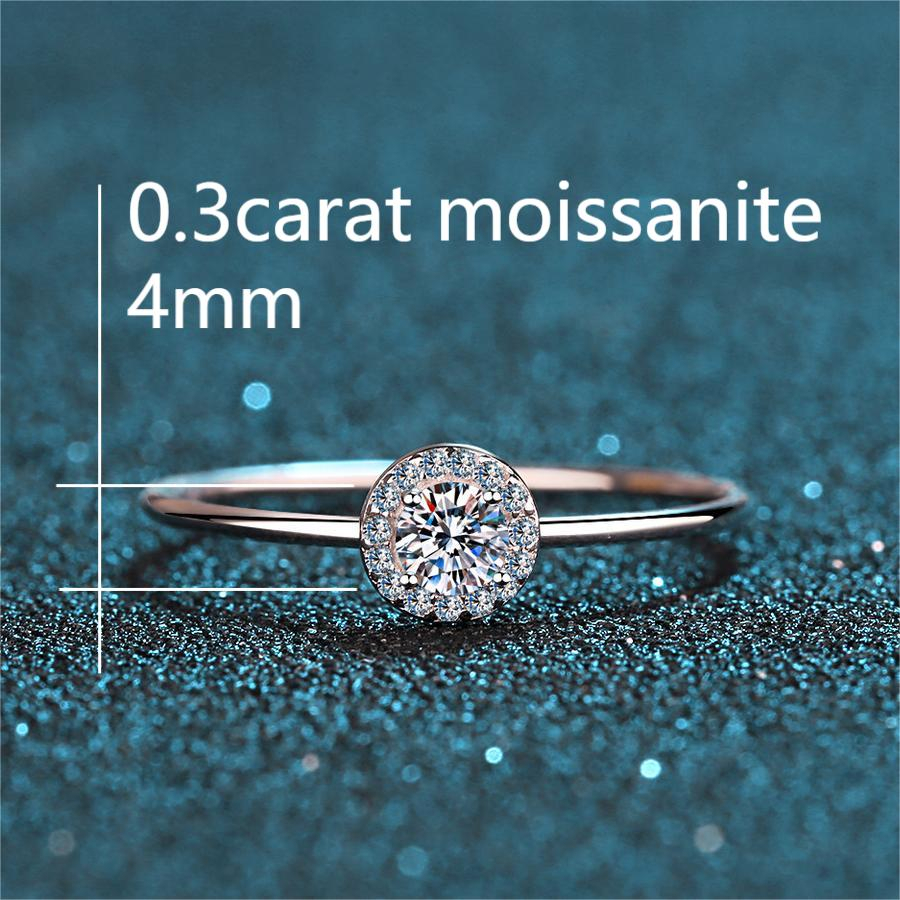 XDY-954 Nhẫn nữ bạc 925 Sterling, 0,3 carat Moissanite (có giấy chứng nhận)