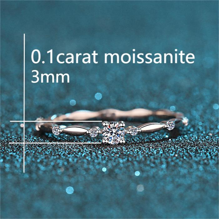 XDY-105 Nhẫn nữ 925 bạc nguyên chất, 0.1 carat moissanite (không có giấy chứng nhận)