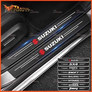 Bộ 4 Miếng Dán Trang Trí Cửa Xe Hơi Suzuki Bằng Sợi Carbon Chống Trầy Xước