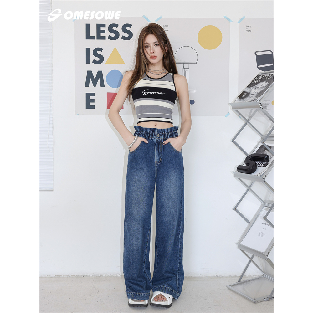 QADCOL Áo Len Sọc Ngắn Nhỏ Không Tay Xương Cá Thời Trang Mùa Hè Nóng Bỏng Phong Cách Mới Dành Cho Bạn Gái