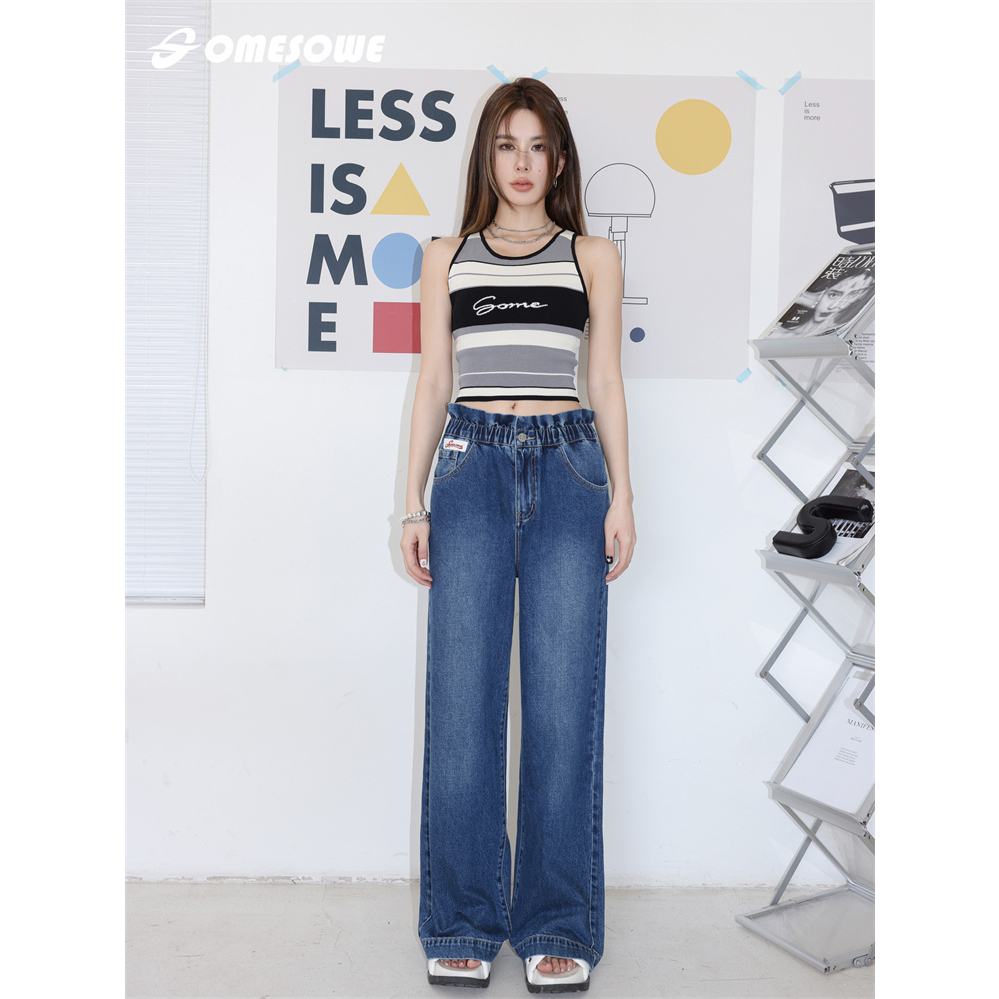 QADCOL Áo Len Sọc Ngắn Nhỏ Không Tay Xương Cá Thời Trang Mùa Hè Nóng Bỏng Phong Cách Mới Dành Cho Bạn Gái