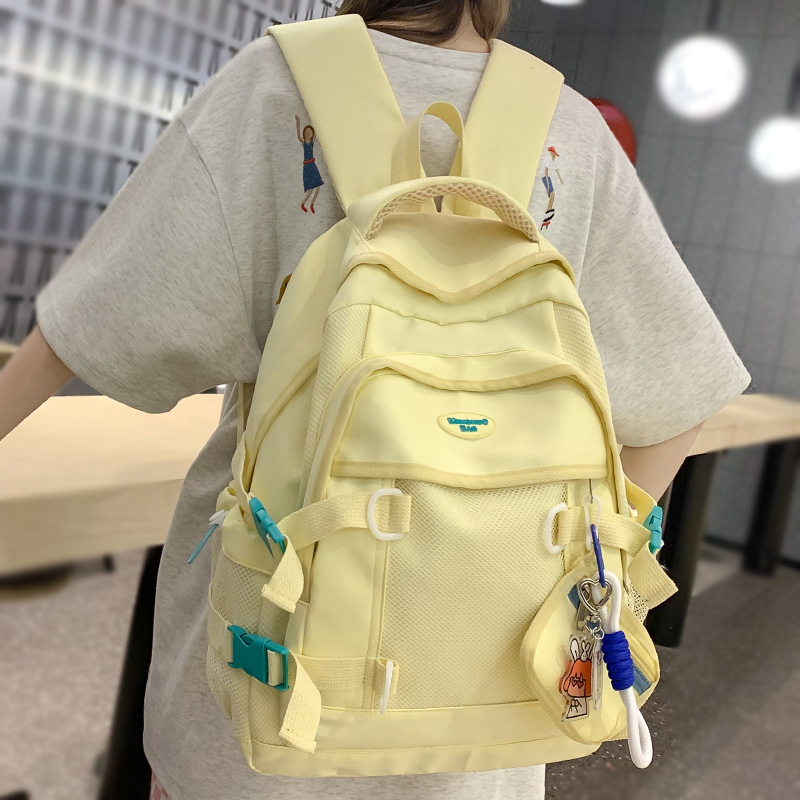 Ba Lô Lưới Nylon Đựng Tiền Xu / Laptop Màu Vàng Đáng Yêu Thời Trang Cho Nữ Sinh