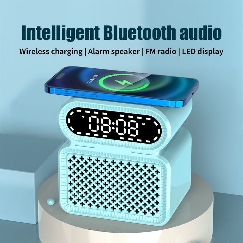 Loa Bluetooth Không Dây Tích Hợp Đồng Hồ Báo Thức Màn Hình LED Hỗ Trợ Thẻ TF FM Aux USB