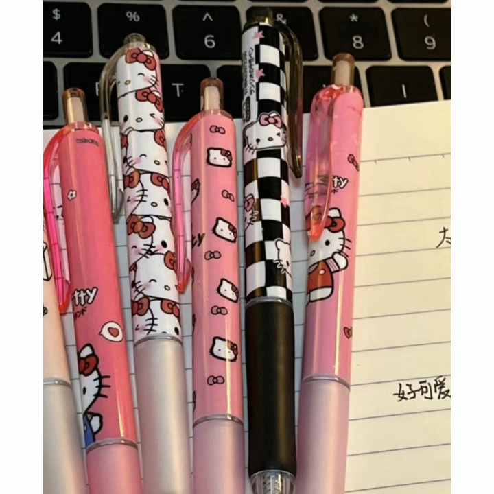 Bút Bi Mực Đen Ngòi 0.5mm In Hình Mèo Dễ Thương
