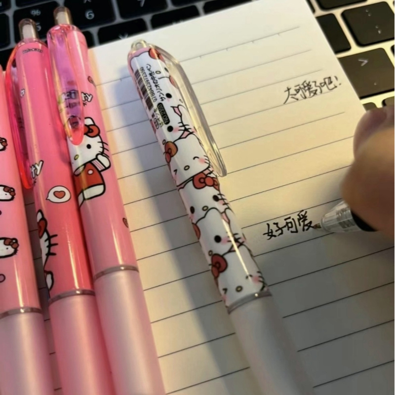 Bút Bi Mực Đen Ngòi 0.5mm In Hình Mèo Dễ Thương