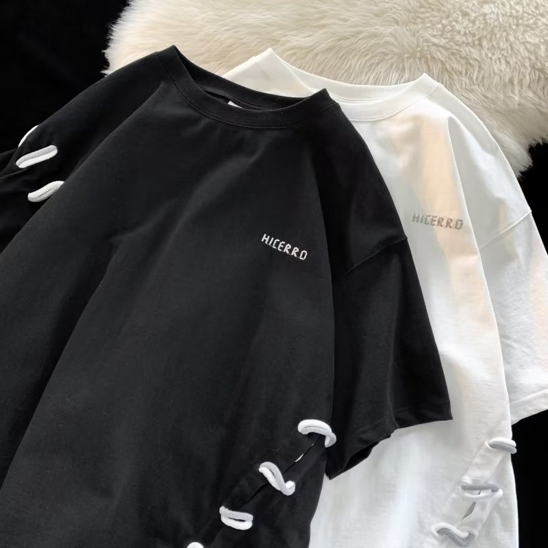 Áo Thun Tay Ngắn Cổ Tròn Dáng Rộng Màu Trơn Thời Trang Mùa Hè 2023