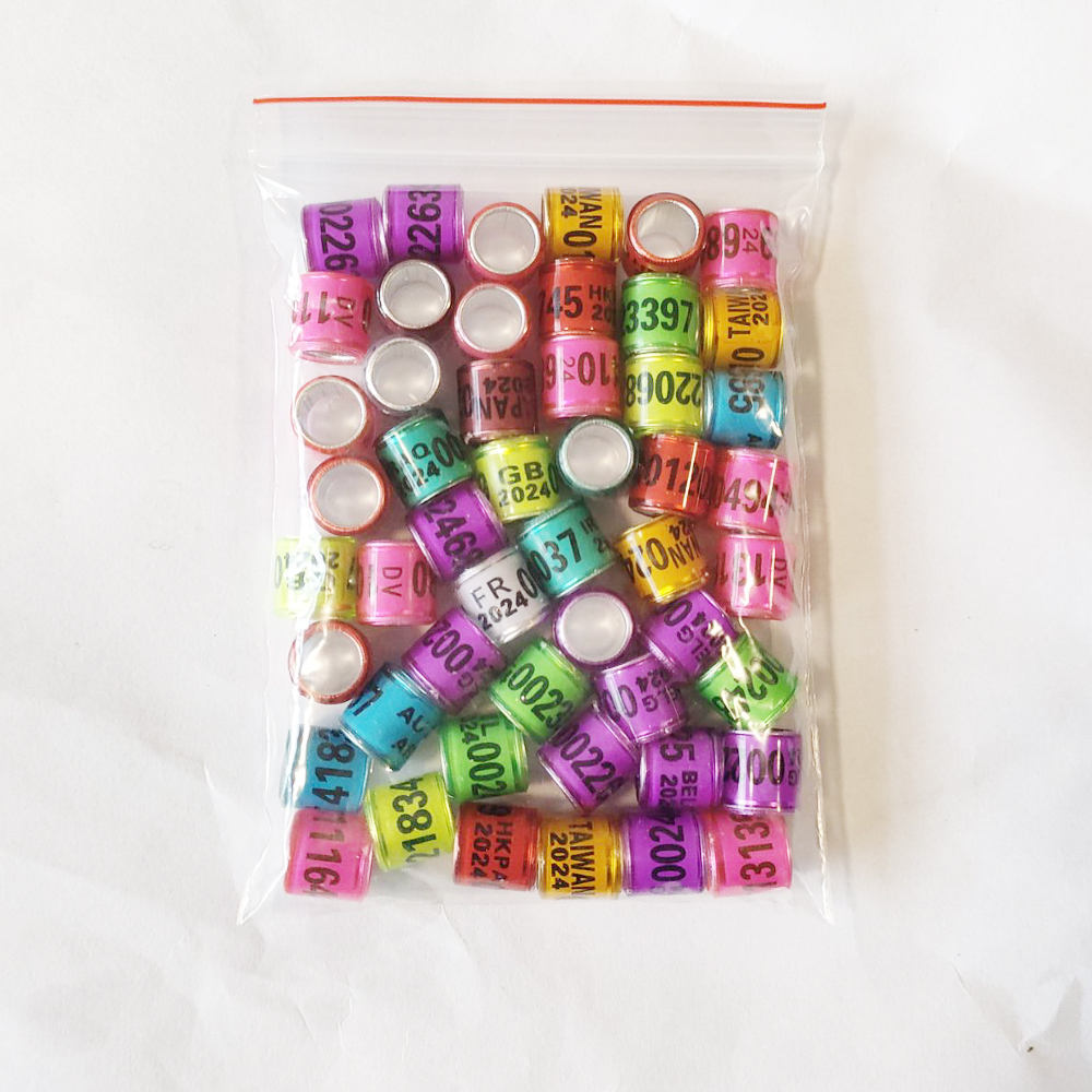 Bộ 50 2024 / 2025 Bồ Câu Chân Vòng 8 Mm Vẹt Chân Nhẫn Chim Dụng Cụ Huấn Luyện Series Số Pigeon Nhẫn