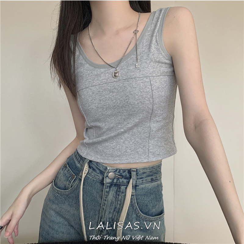 Lalisas Áo Thể Thao Hai Dây Có Mút Đệm Ngực Phong Cách Hàn Quốc Đơn Giản Cho Nữ