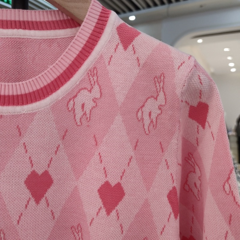 Áo Dệt Kim Mỏng Tay Ngắn Cổ Tròn Màu Sắc Tương Phản Họa Tiết Kẻ Sọc Thời Trang Mùa Hè Cho Nữ