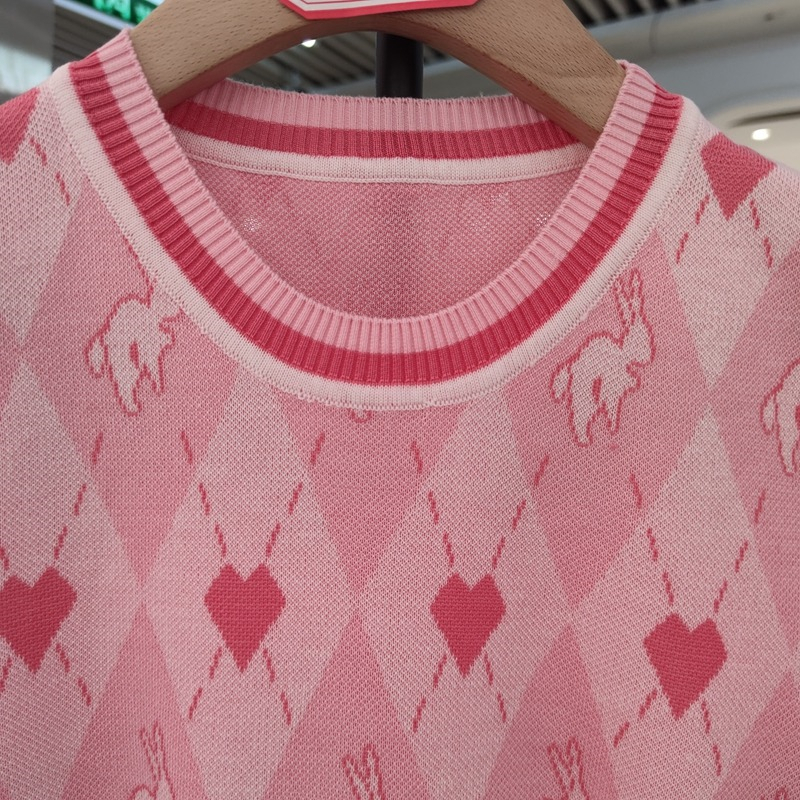 Áo Dệt Kim Mỏng Tay Ngắn Cổ Tròn Màu Sắc Tương Phản Họa Tiết Kẻ Sọc Thời Trang Mùa Hè Cho Nữ