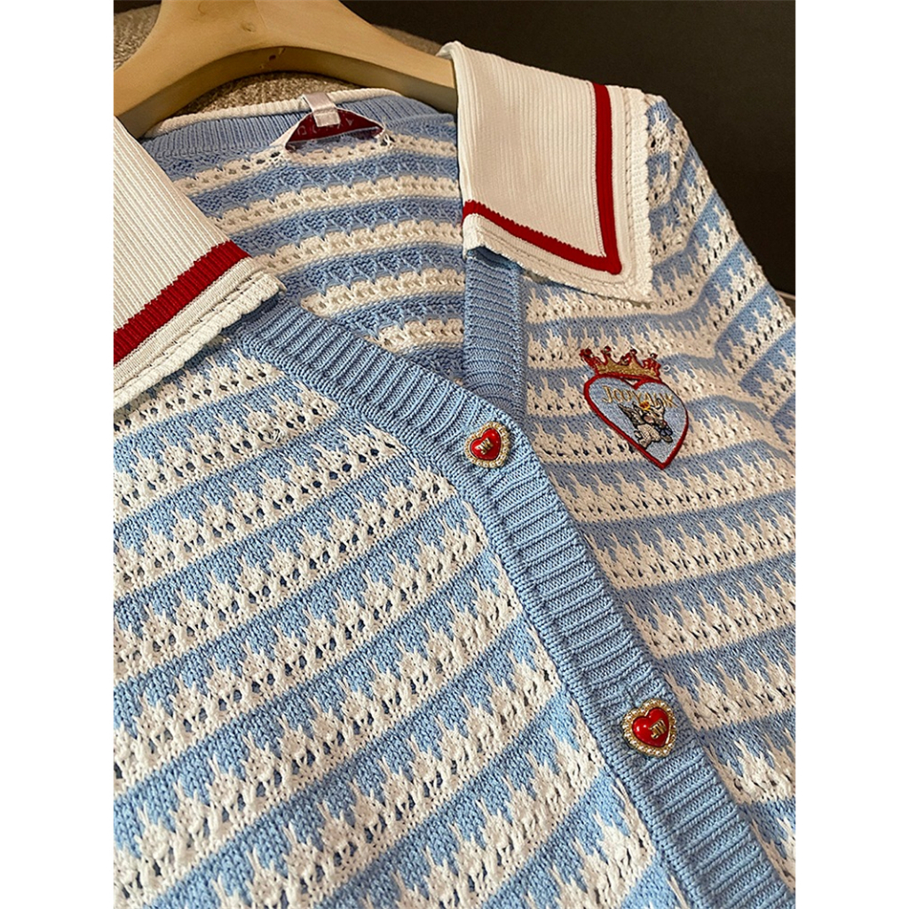 Áo cardigan Dệt Kim Mỏng Cổ Thủy Thủ Tay Ngắn Phong Cách Mới Mùa Hè Cho Nữ