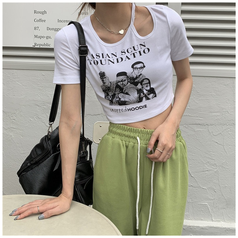 Áo Thun Ngắn Tay In Họa Tiết Thời Trang Hàn Quốc Dành Cho Nữ