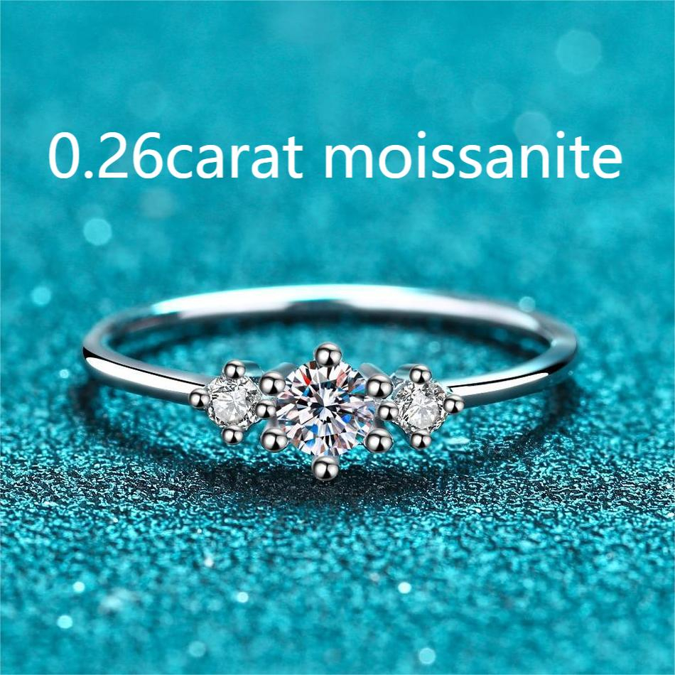 XDY-761 Nhẫn nữ 925 bạc nguyên chất, 0.26 carat Moissanite (không có giấy chứng nhận)