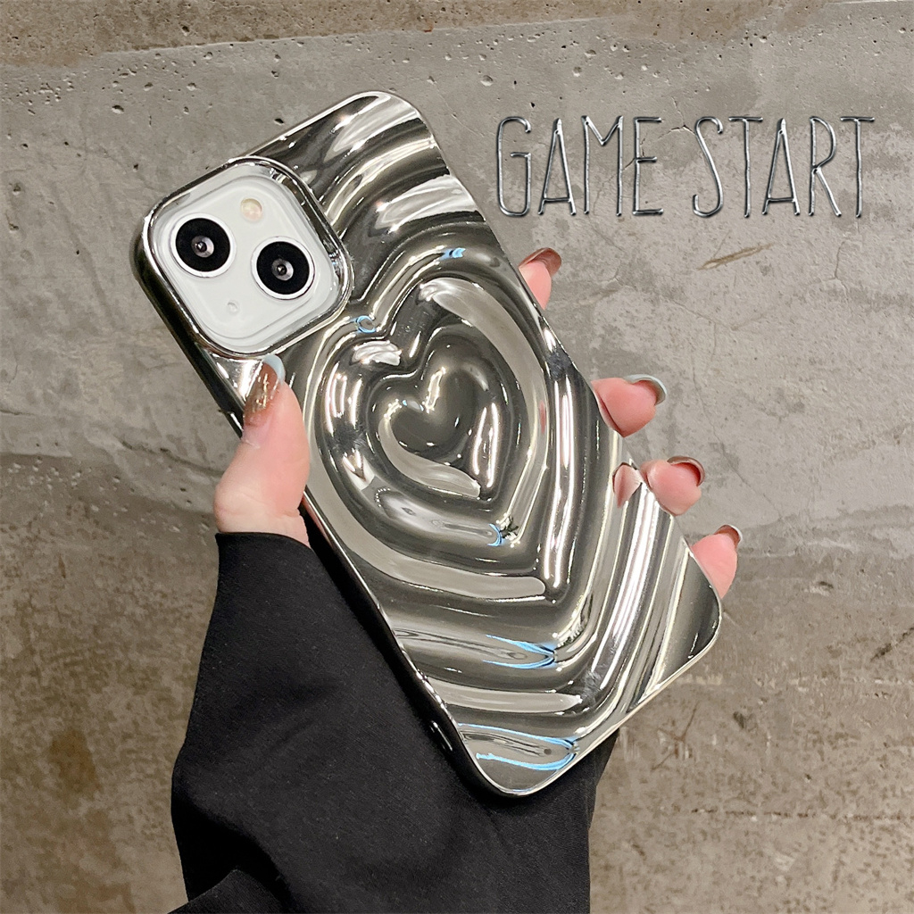 Ốp Điện Thoại tpu Mềm Màu Trơn Họa Tiết Trái Tim Cho iphone 15 pro max 14 pro max 13 pro max 12 pro max