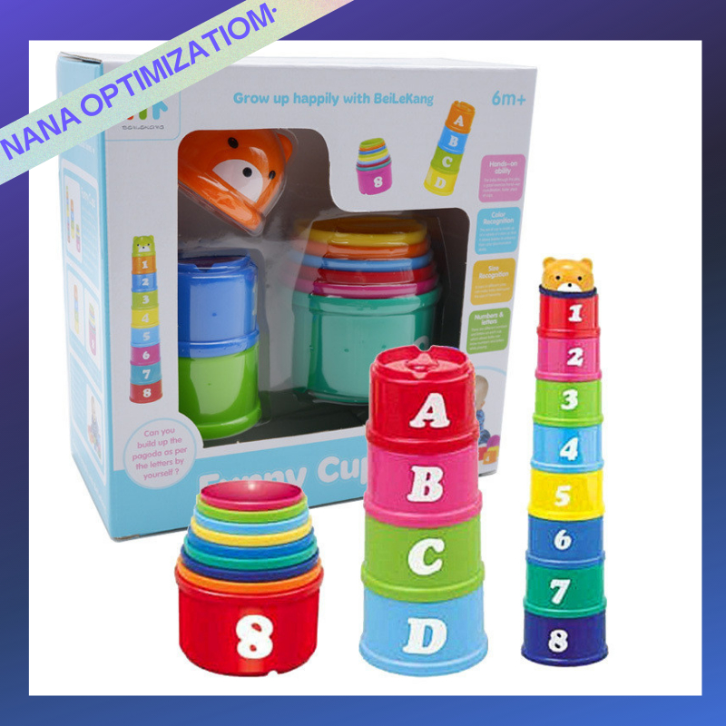Bộ Đồ Chơi Xếp Tháp In Hình Gấu Nhiều Màu Sắc Cho Bé 1-3 Tuổi Béđồ chơi trẻ em