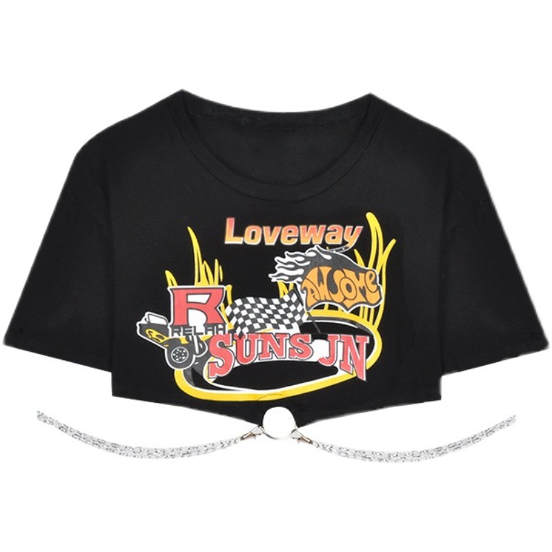 Áo Thun Ngắn Tay In Họa Tiết Thời Trang Mùa Hè Hàn Quốc Dành Cho Nữ