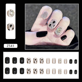 Set 24 móng tay giả đính đá lấp lánh màu đen z541