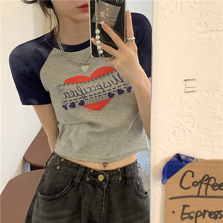 Áo Thun Ngắn Cổ Tròn In Họa Tiết Thời Trang Hàn Quốc Cho Nữ