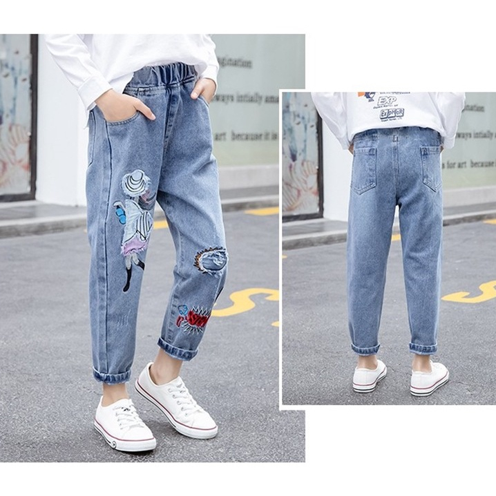 Quần Jeans Thời Trang Năng Động Cho Bé Gái