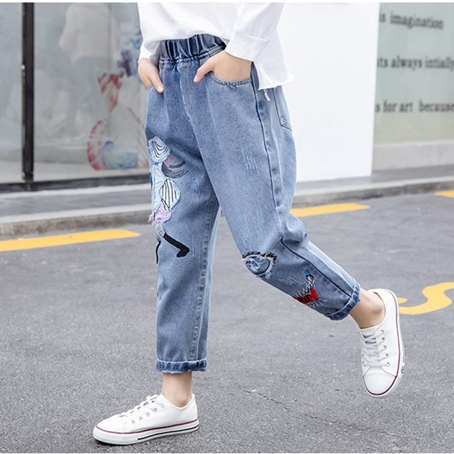 Quần Jeans Thời Trang Năng Động Cho Bé Gái