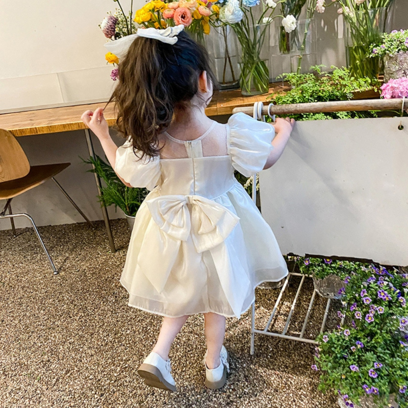 Khung Thành Cho Bé Chất Lượng Cao❤Đầm Phối Nơ Phong Cách Phương Tây Thời Trang Mùa Hè Cho Bé Gái