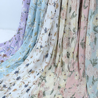 [Mận đỏ] JXRJ YS In Ngọc Trai Vải Voan Mùa Hè Hơi Trong Suốt Nhỏ Tươi Drape Voan Khăn Lụa Quần Áo Vải Đầm Vải