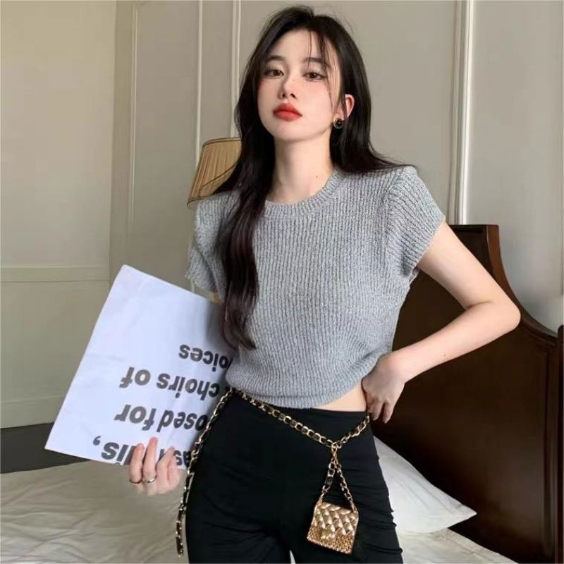 Áo Thun Nữ Ngắn Tay Cổ Tròn Phong Cách Hàn Quốc Thời Trang Mùa Hè Mới 2023