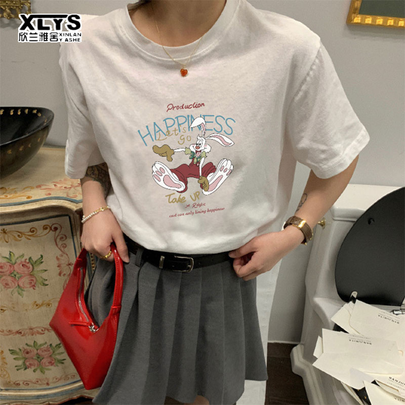 Áo thun XINLANYASHE ngắn tay in họa tiết phong cách Hàn Quốc thời trang mùa hè