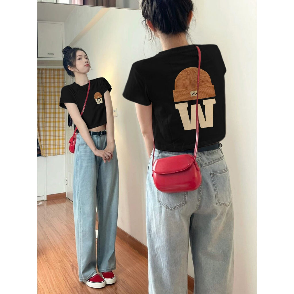 Áo Thun Tay Ngắn Thêu Họa Tiết Vui Nhộn Phong Cách Hàn Quốc