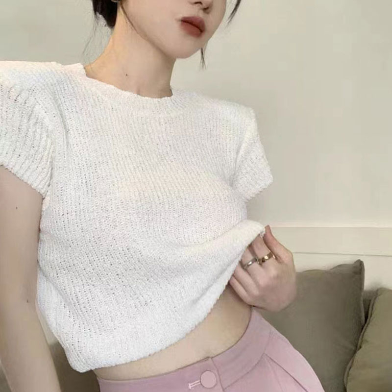 Áo Thun Nữ Ngắn Tay Cổ Tròn Phong Cách Hàn Quốc Thời Trang Mùa Hè Mới 2023