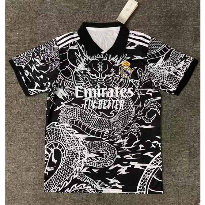 Bộ Quần Áo Thể Thao Màu Đen In Logo Real Madrid 2023 / 2024 Cho Nam Giới Tập Luyện Thể Thao