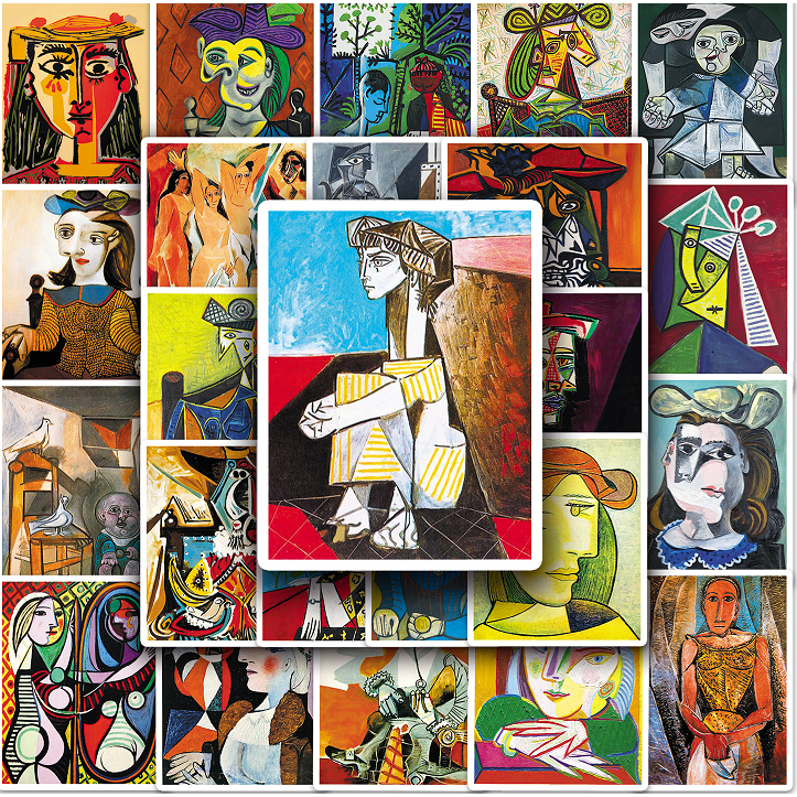 Bộ 50 Miếng Dán Chống Thấm Nước Họa Tiết Picasso Độc Đáo Trang Trí Xe Hơi / Nhà Cửa